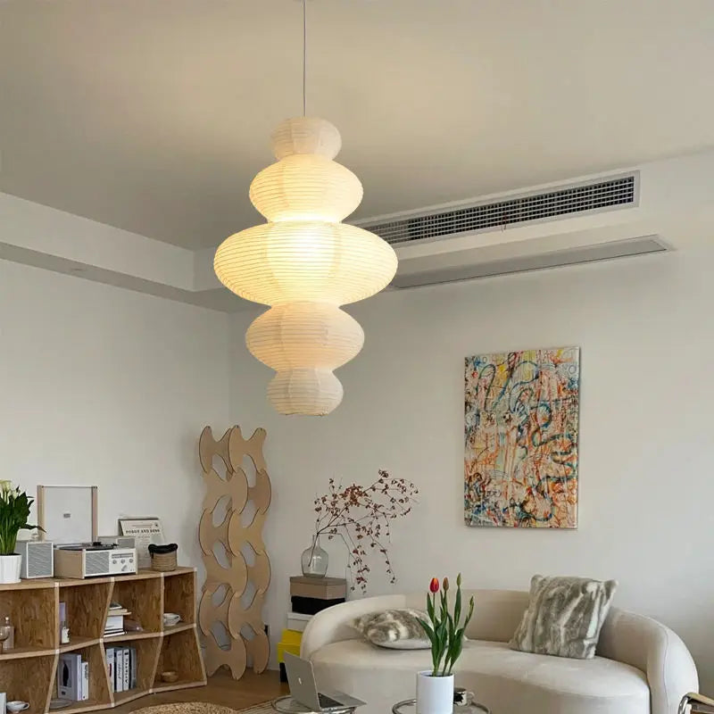 Nordic Rice Paper Pendant Light - Stacked Design
