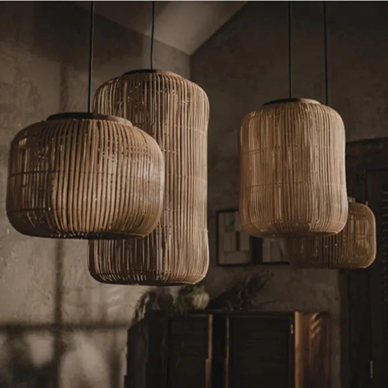 Wabi-sabi Rattan Hand-woven Pendant Light