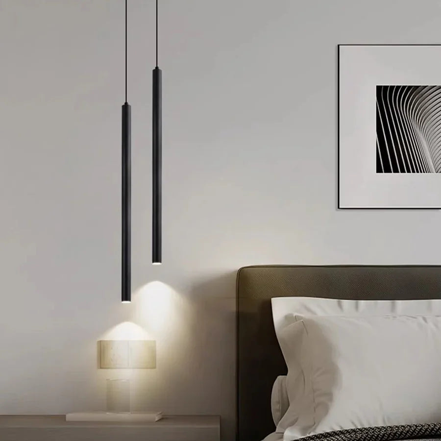 Minimalist Iron Tube Pendant Light for Bedroom