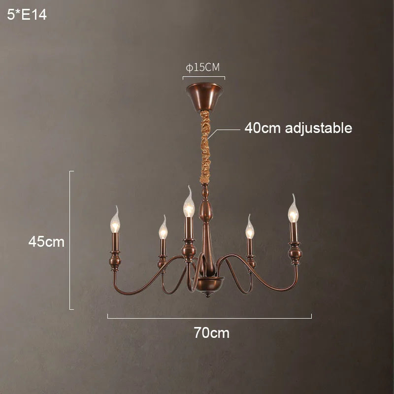 Black Iron Candle Chandelier Crystal Accents