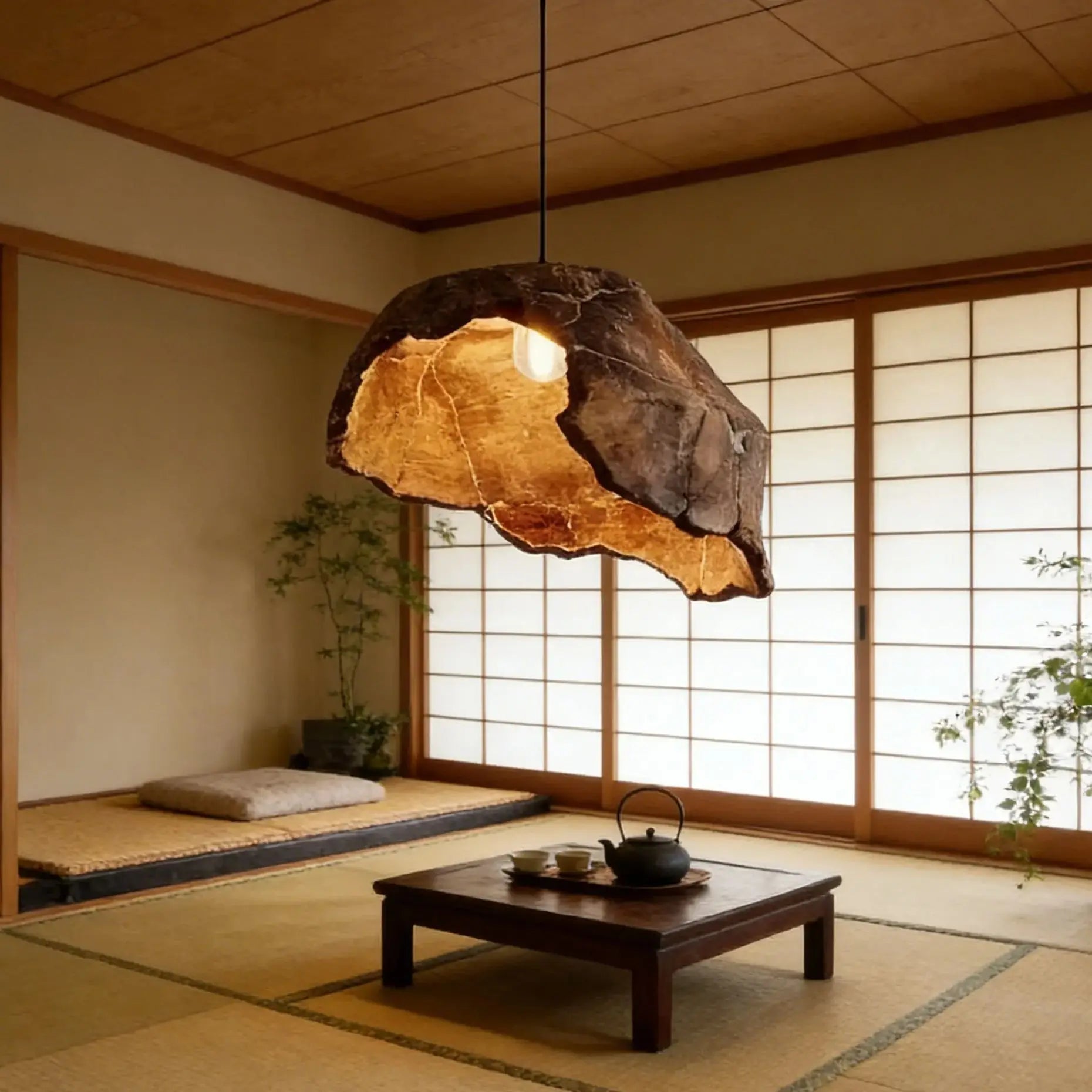 Lámpara Colgante Wabi Sabi Loto Seco Zen Retro