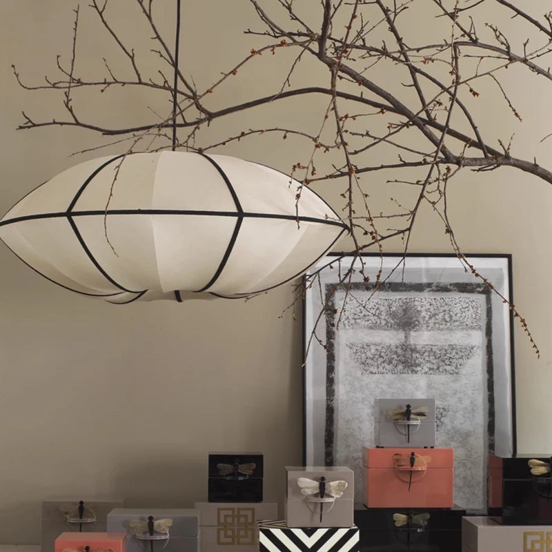 Nordic Fabric Pendant Light with Iron Frame