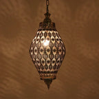 Moroccan Pierced Metal Teardrop Pendant Light for Dining Room and Hallway