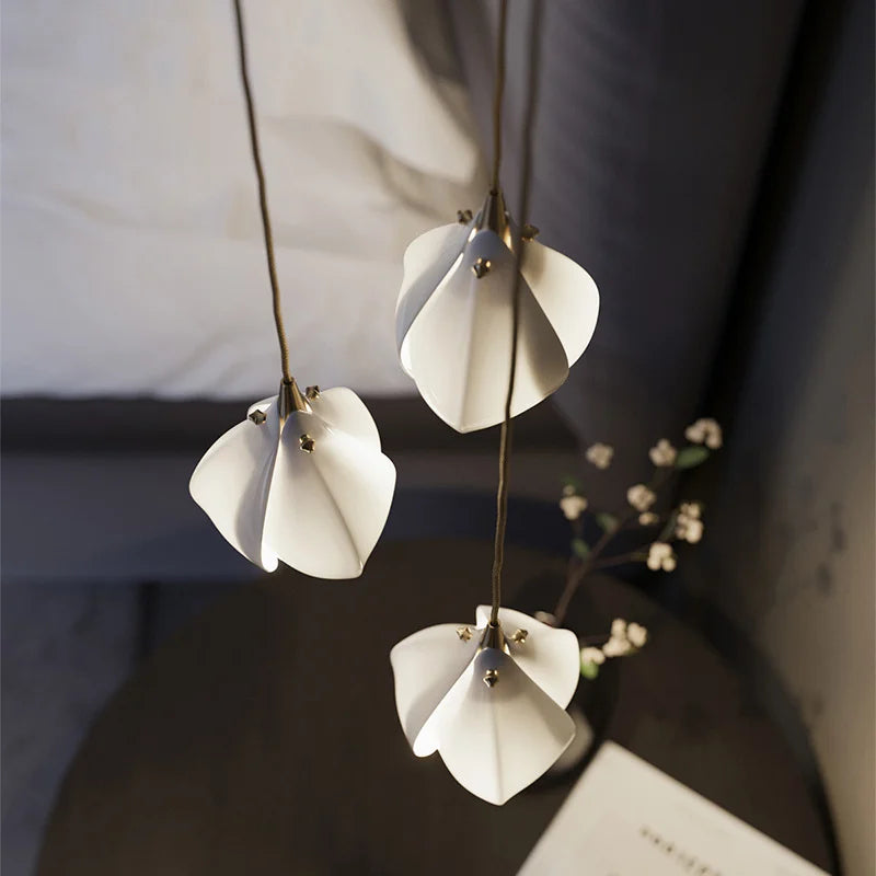 Nordic Ceramic Petal Pendant Light for Dining Room