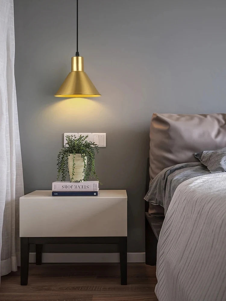 Minimalist Brass Pendant Light for Bedroom