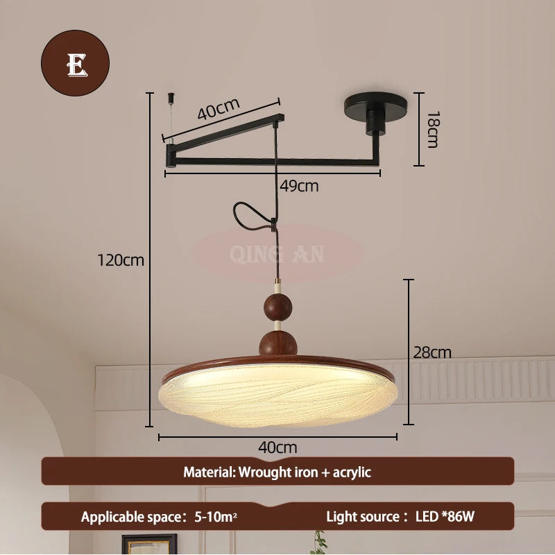 Retro Iron Pendant Light with Copper Shade