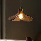 Retro Glass Flower Pendant Light Copper Finish
