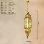 Moroccan Carved Brass Lantern Pendant Light for Restaurant and Hallway