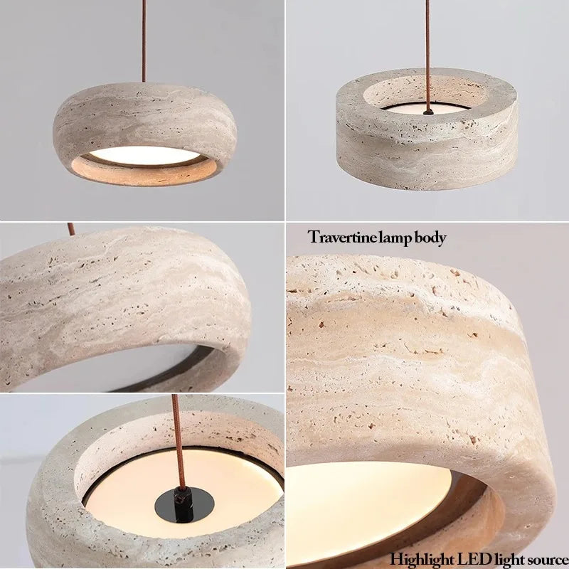 Minimalist Travertine Pendant Light for Dining Room