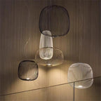 Italian Spokes Wire Cage Pendant Light in Gold for Staircase and Lobby