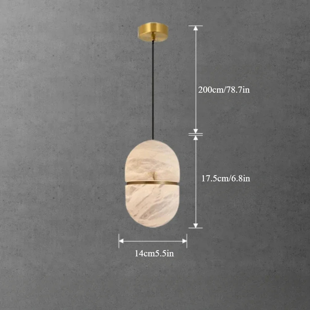 Minimalist Marble Pendant Light with Copper Accent