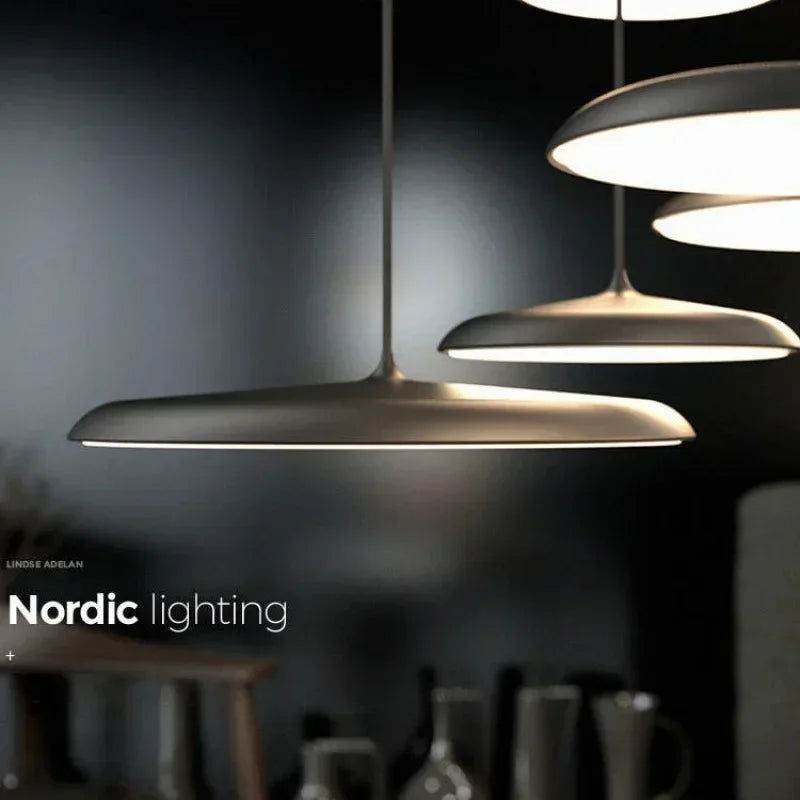 Nordic Flat Saucer LED Pendant Light in Four Colors for Kitchen Island