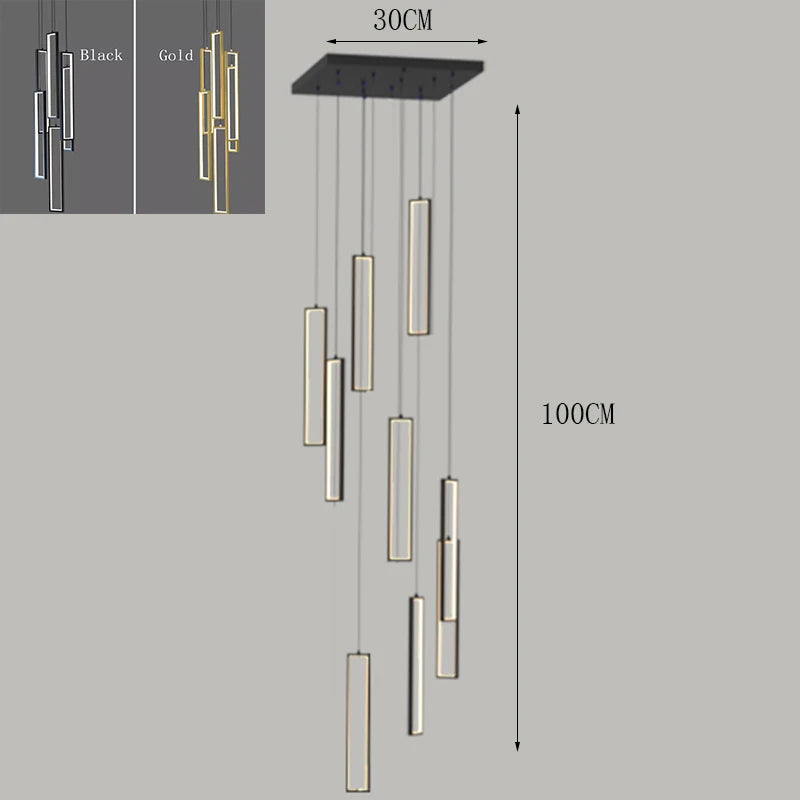 Minimalist Gold Hanging Pendant Light for Stairwell