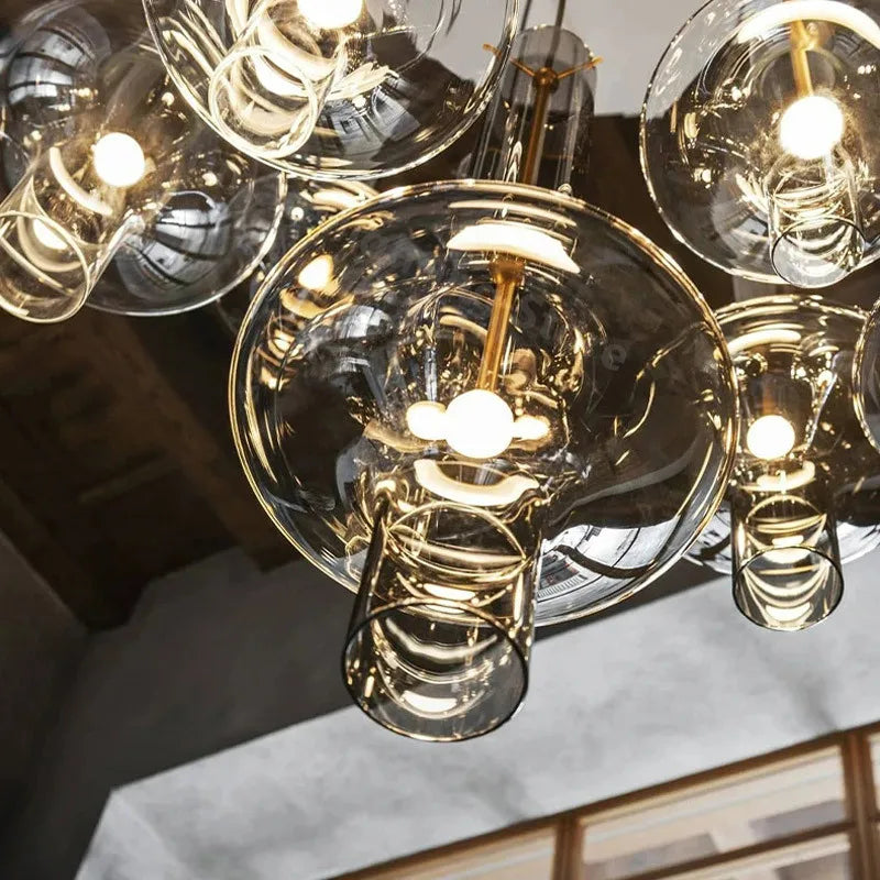 Lámpara colgante de tubo de cristal nórdico, diseño minimalista