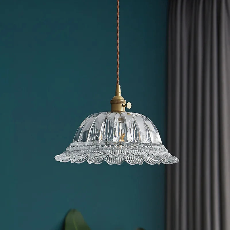 Nordic Glass Pendant Light with Copper Fixture