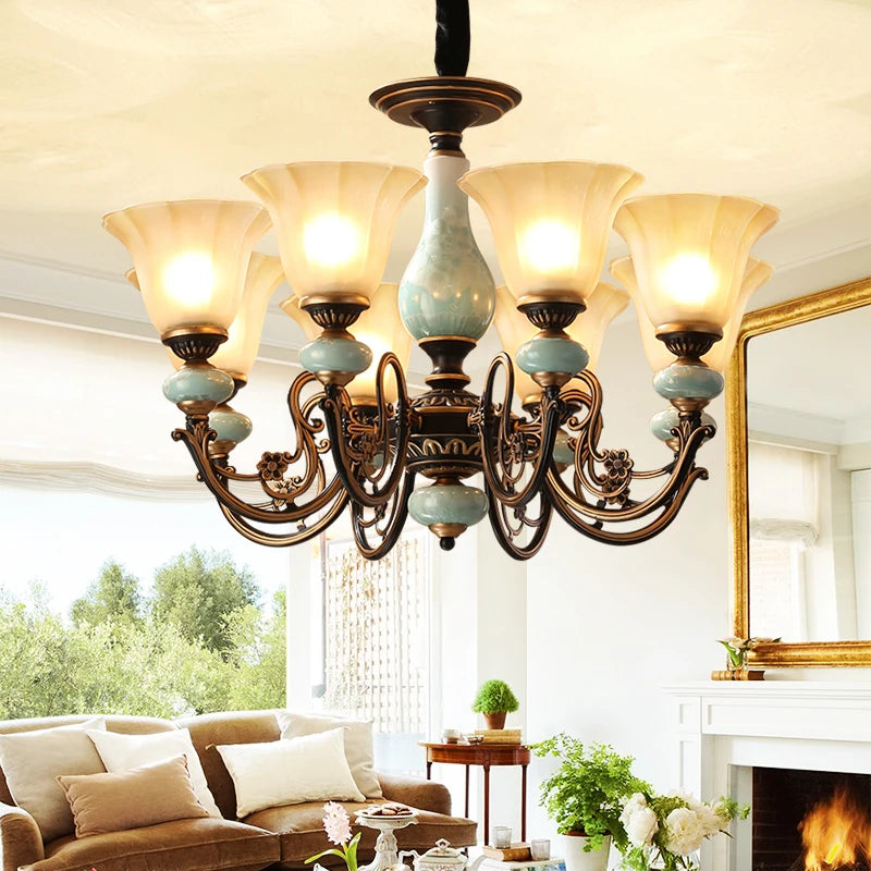 Iron Ceramic Glass Chandelier - Dining Room Lighting