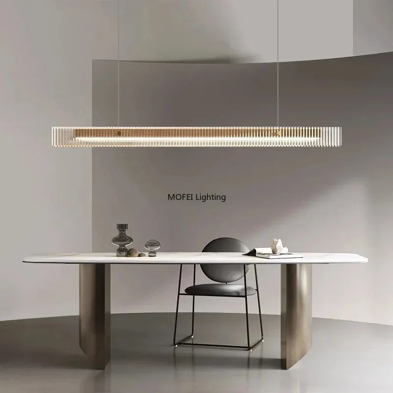 Minimalist Linear Pendant Light with Metal Finish