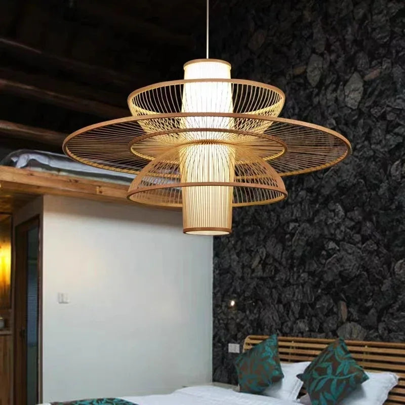 Bohemian Rattan Pendant Light for Bedroom