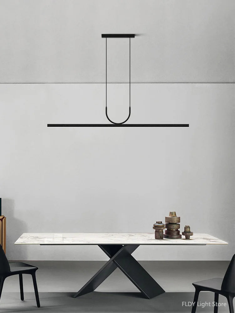 Minimalist Iron Pendant Light - Linear Hanging Lamp