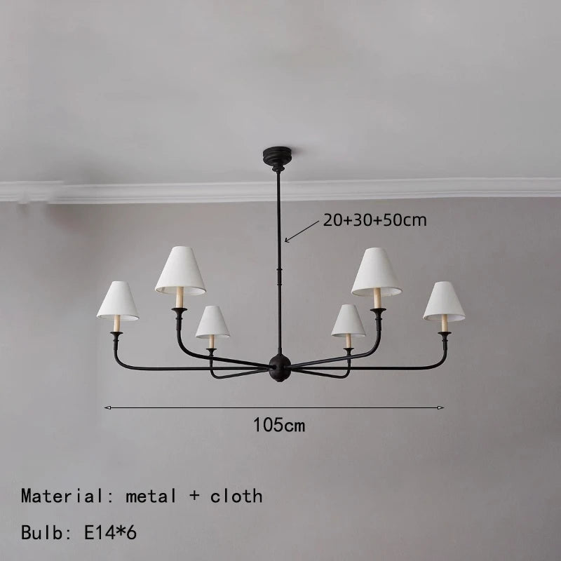 Modern Black Pendant Light Fabric Shade Crystal Accents