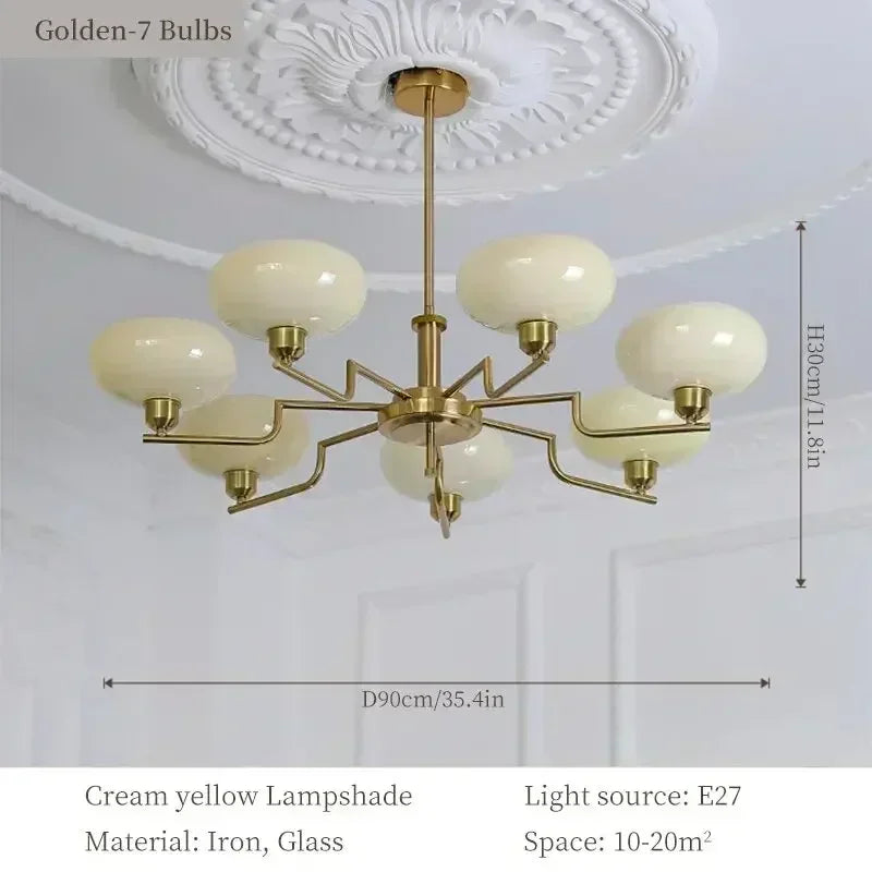 Retro Glass Ball Pendant Light Iron Chandelier