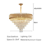 Luxury Black and Gold Tiered Crystal Chandelier for Living Room