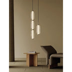 Modern Ribbed Glass Capsule Linear Chandelier in Gold for Dining Table