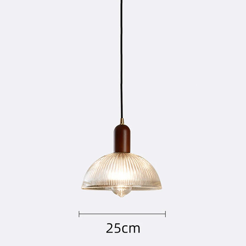 Lámpara colgante de vidrio vintage con base de hierro