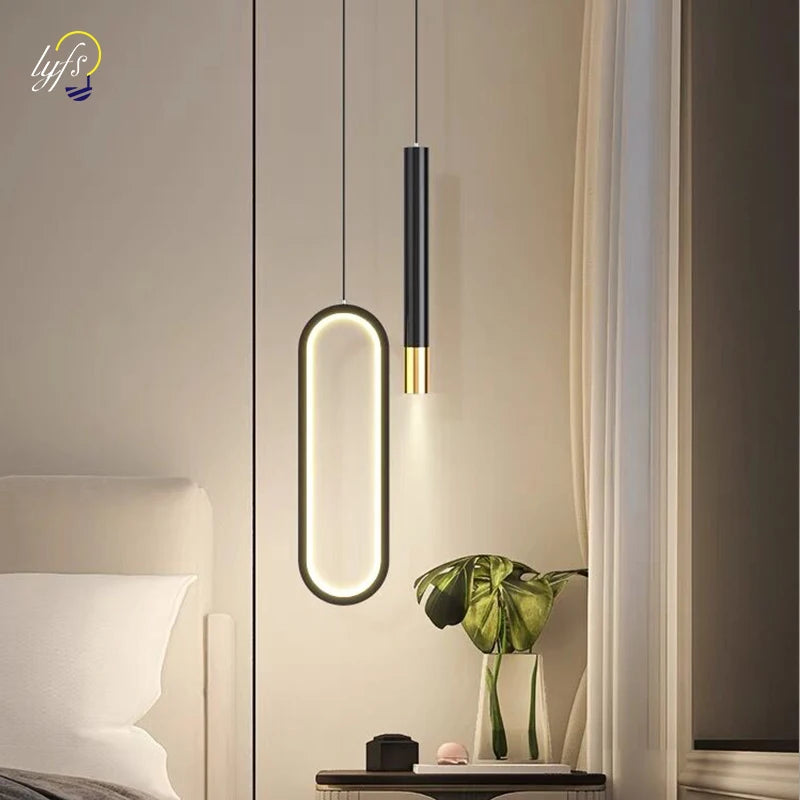Lámpara colgante de hierro minimalista para dormitorio y comedor