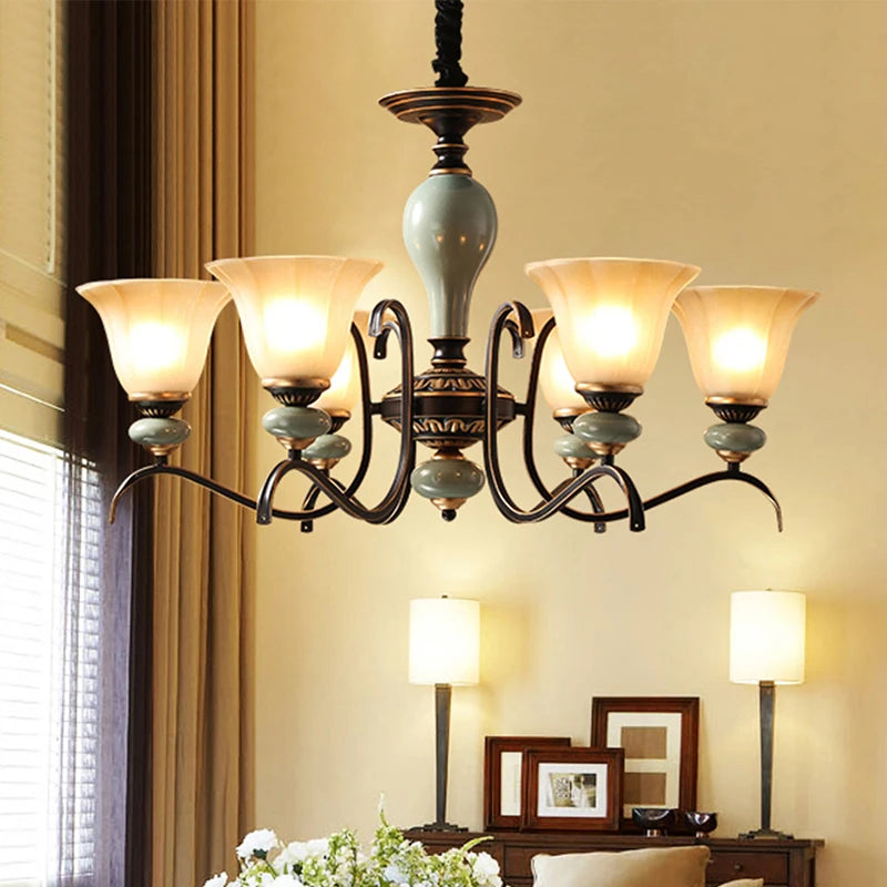 Vintage Iron Ceramic Chandelier Multi-Size
