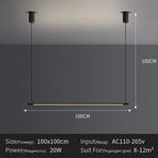 Lámpara colgante lineal de hierro minimalista para comedor