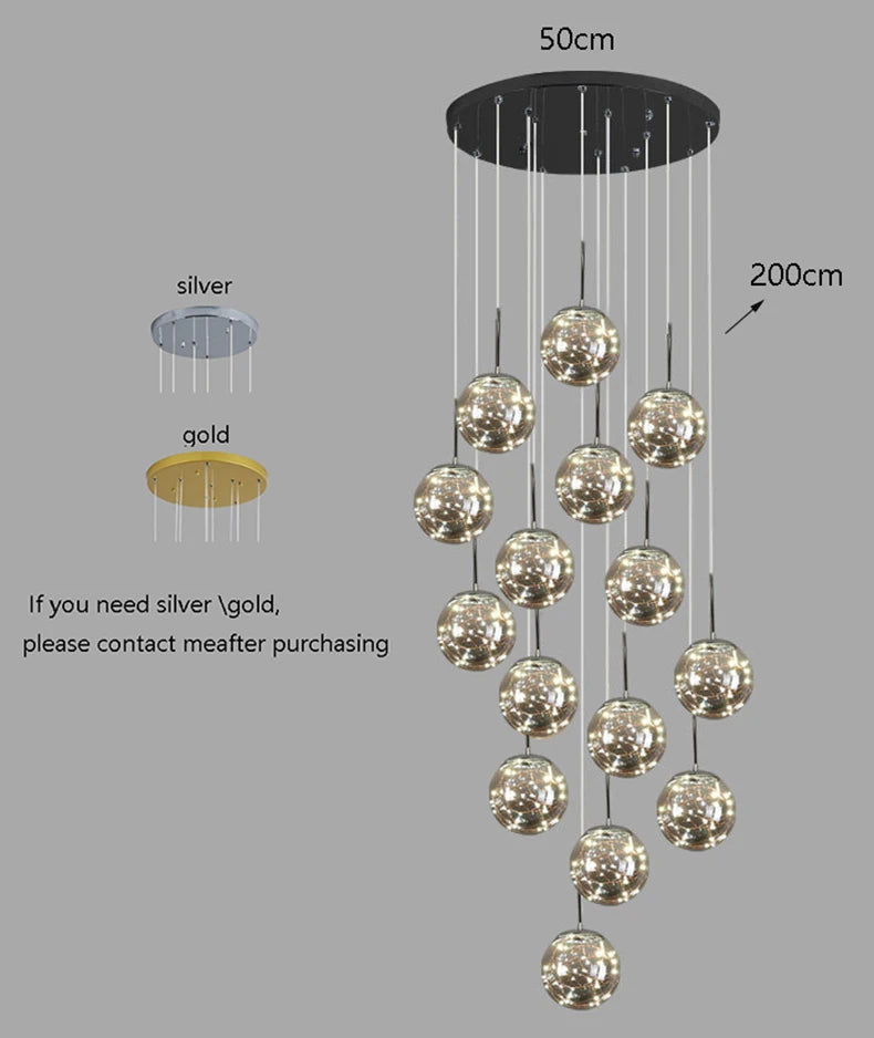 Nordic Glass Sphere Pendant Light for Stairwell