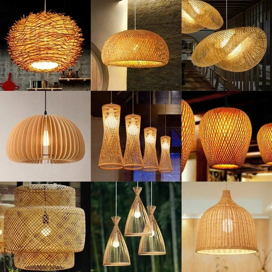 Bamboo Rattan Woven Pendant Light Chandelier