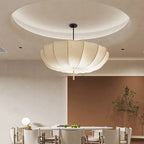 European Cream Fabric Pumpkin Pendant Light for Dining Room and Hotel