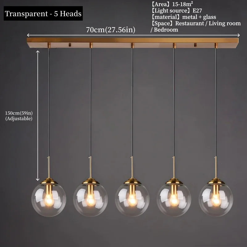 Nordic Glass Metal Pendant Light for Dining Room