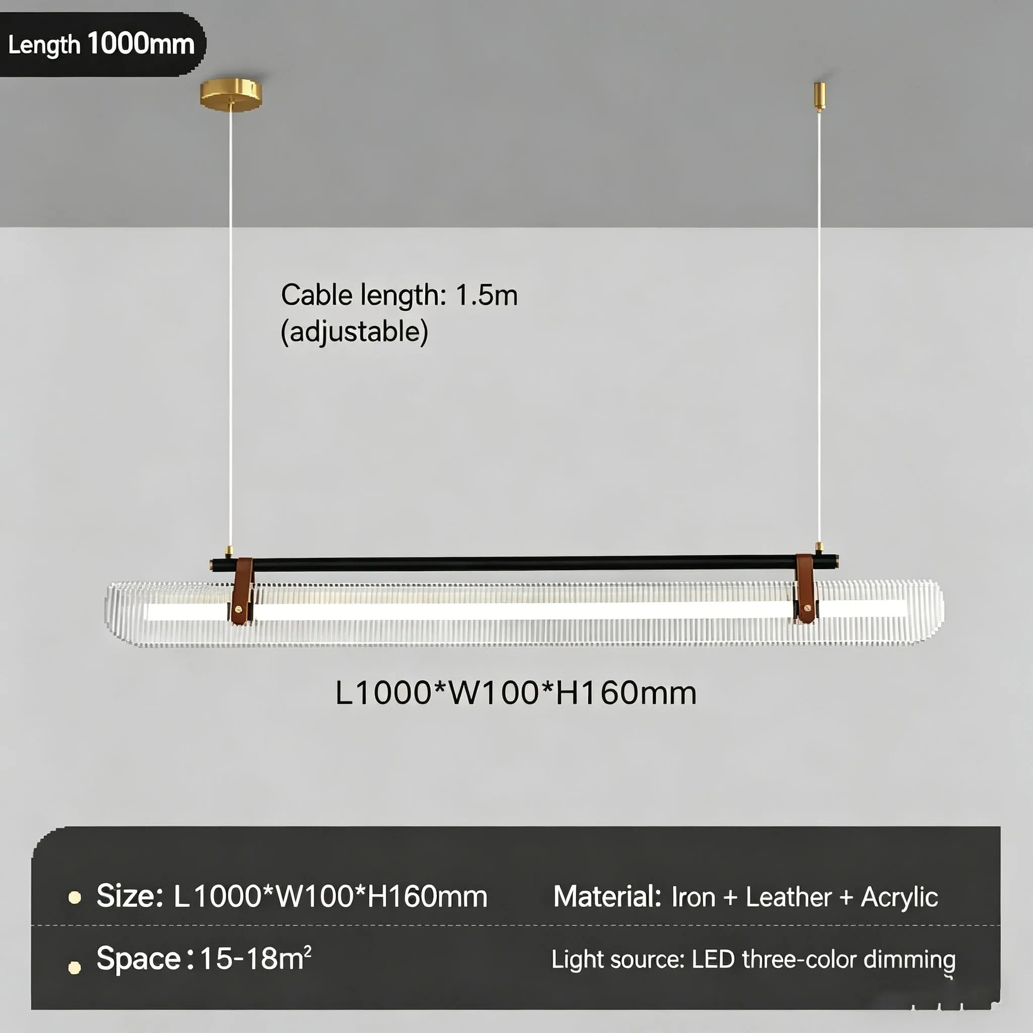 Lámpara colgante minimalista de cristal acrílico para comedor