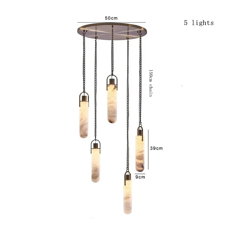 Nordic Marble Alabaster Pendant Light Multi-Drop
