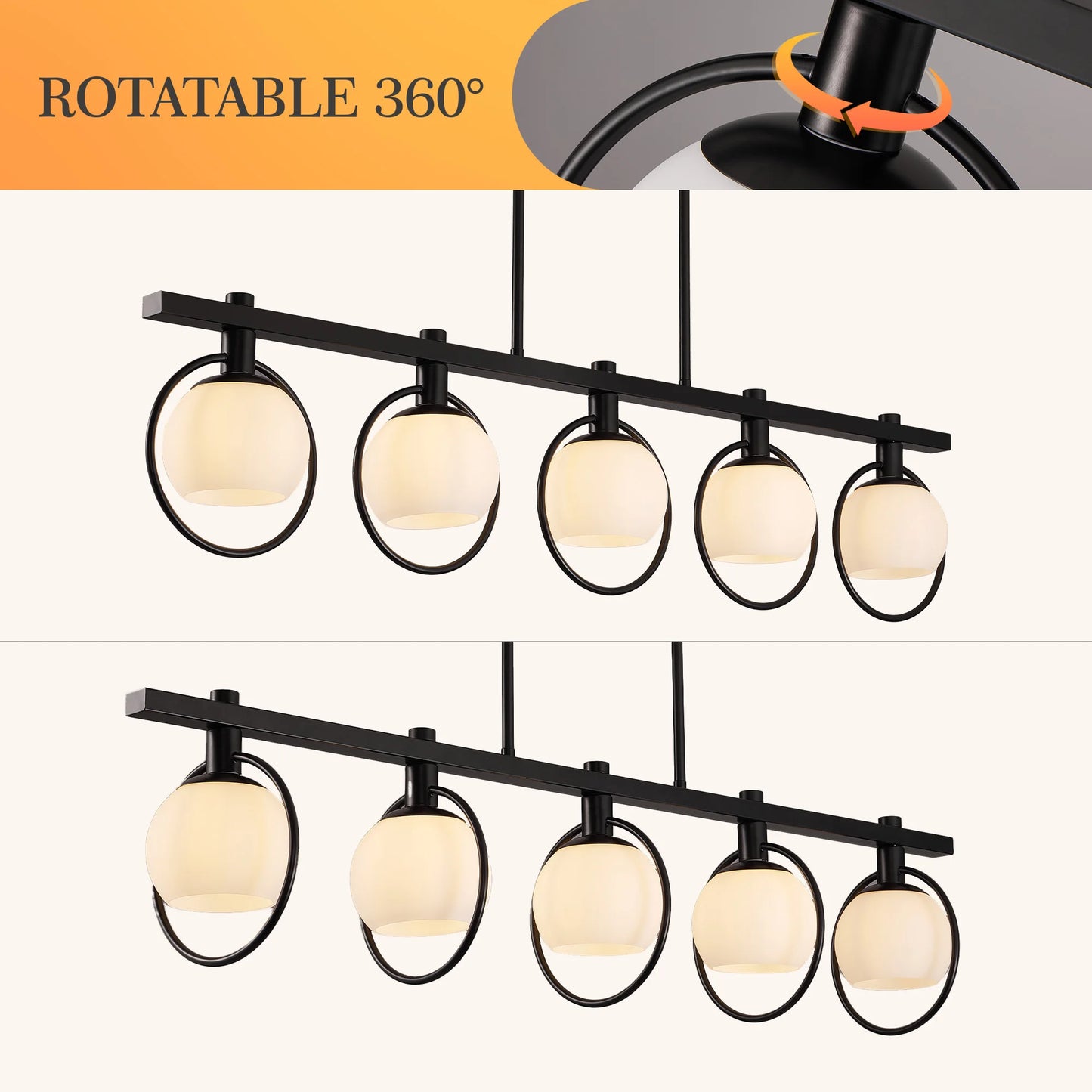 Minimalist Iron Glass Pendant Light 5-Light
