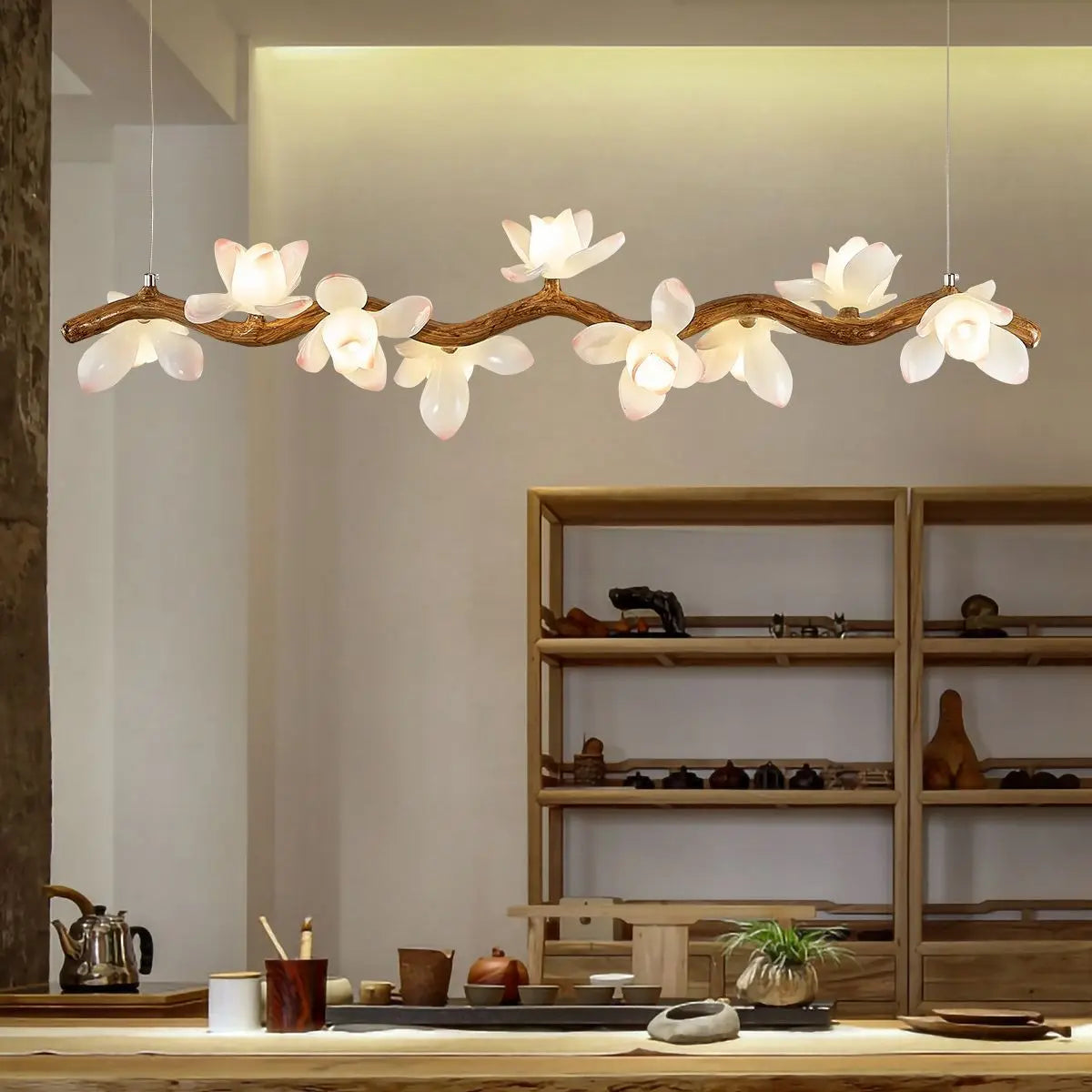 Modern Tree Branch Iron Chandelier with LED Lotus