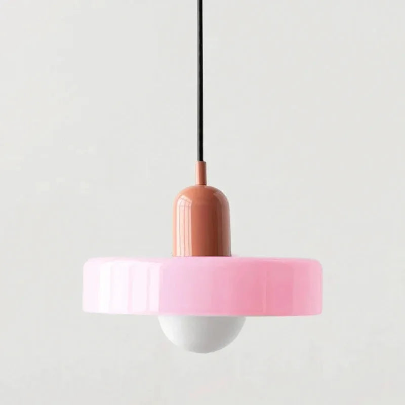 Retro Two Tone Glass Mushroom Pendant Light for Cafe and Dining Room