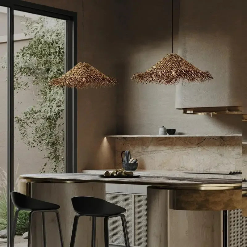 Rattan Woven Pendant Light - Japanese Wabi Sabi