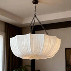 Retro Iron Chain Ceiling Lamp Japanese Fabric Chandelier Living Dining Room Bedroom Pendant Lamps Lustre Hanging Light Fixture