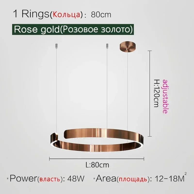 Nordic Copper Ring Pendant Light for Dining Room