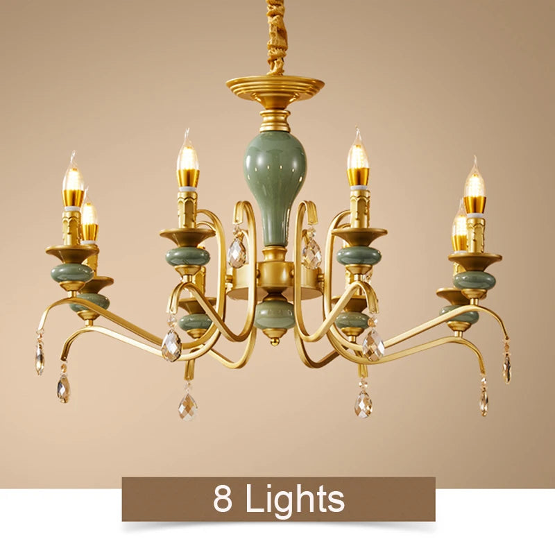 Mediterranean Ceramic Chandelier - Elegant Living Room Lighting