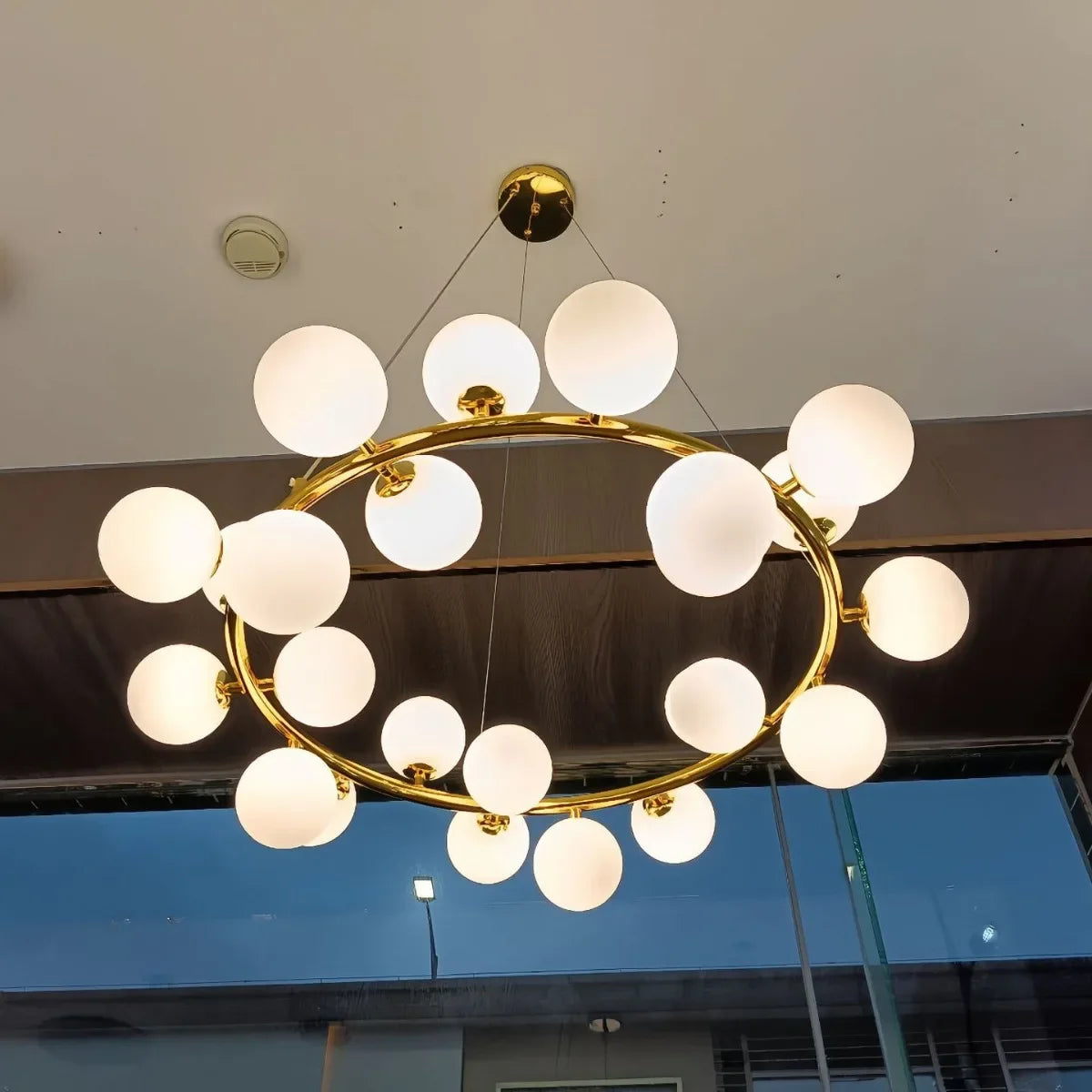 Scandinavian Ring Chandelier Glass Ball Pendant Light