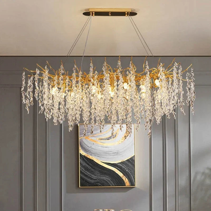Branch-Shaped Modern Crystal LED Chandelier Pendant Light