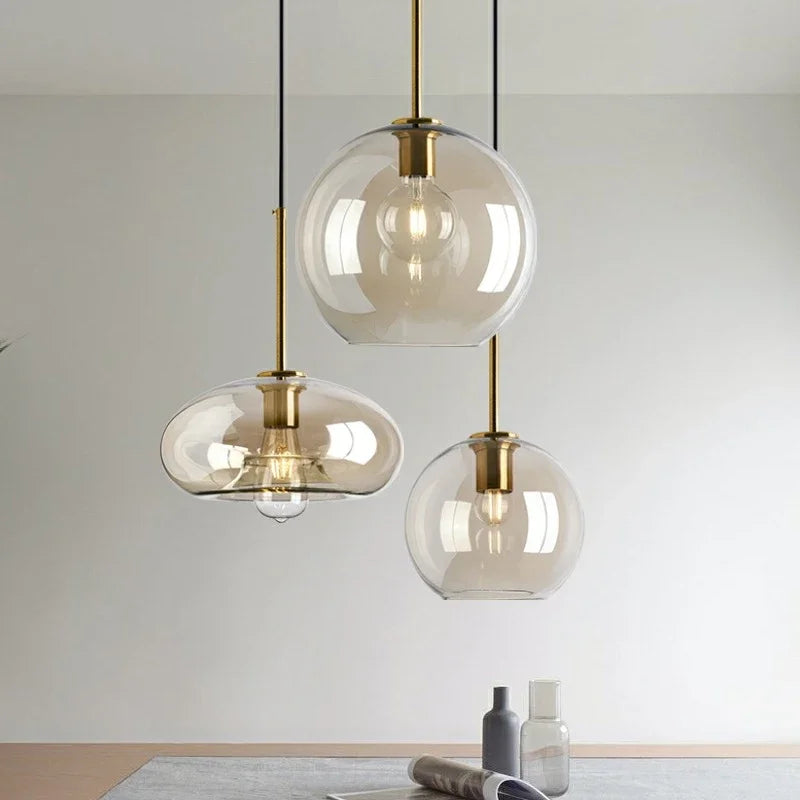 Lámpara colgante de cristal nórdica para comedor