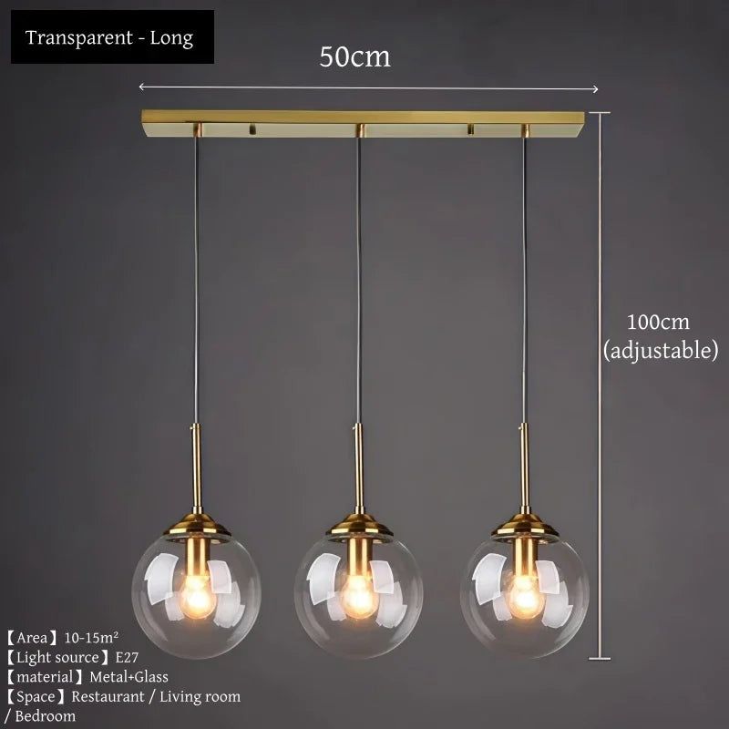 Nordic Glass Metal Pendant Light for Dining Room