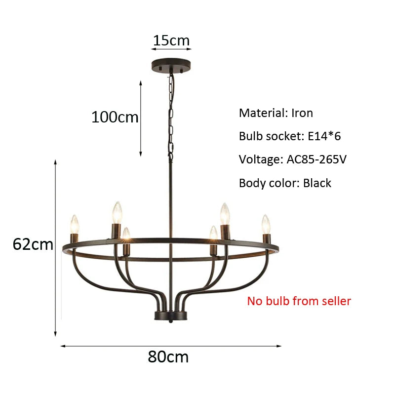 Iron Circle Chandelier Pendant Light