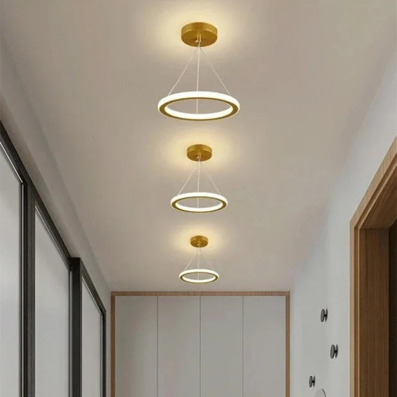 Nordic Iron Pendant Light with LED Ring Design
